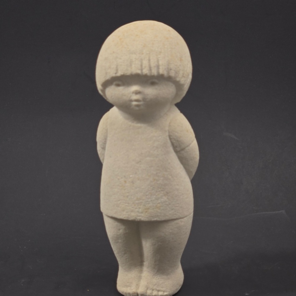 Marbell Stone Art Belgium Vintage Inuit Eskimo Child Figurine Sculpture Sandston